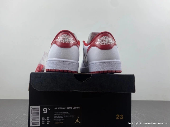Official Maikesneakers Red Retro 1 Varsity Jordan White Low 705329-101 0729